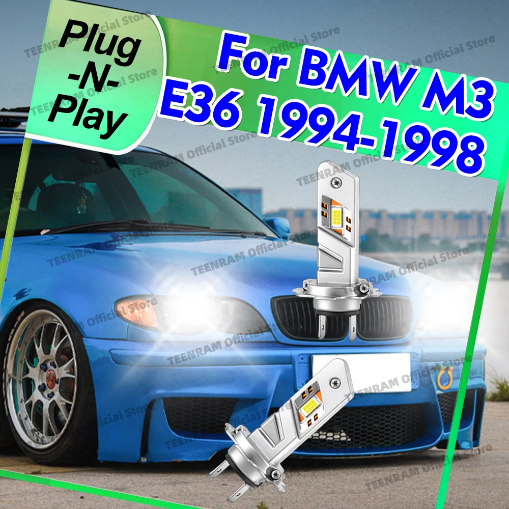 

2 шт. светодиодные лампы для фар H7 6000K, ярко-белые, 30000 лм, для BMW M3 E36 1994-1998, 1995, 1996, 1997, суперяркие лампы