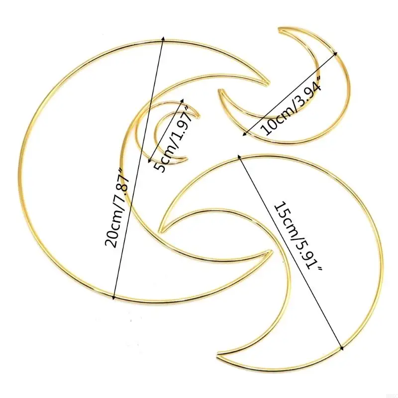 B0KC Dream Casher Frame Frame Ring Handmade Dreamcatcher Metal Macrame Moon Hoop