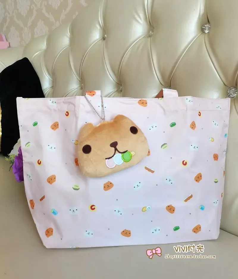 Torebki kapibara Kapibarasan z breloczkiem zestaw torebek dla kobiet Cute Kawaii Toto Lunch Bag Top damski rama do torebki