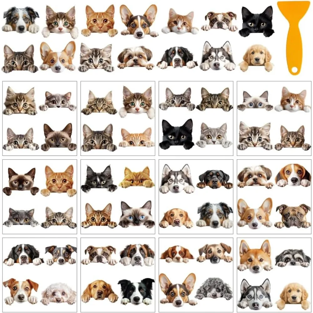 12 Sheets 12 Style PVC Stickers Heat Transfer Film for Window Decoration Cat Shape 140x140mm 1 sheet/style