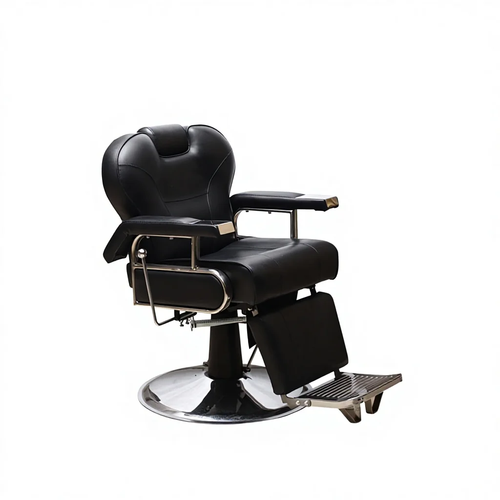 AIROW Modern Elegant Barber Chair Height‑Adjustable Rotatable Reclinable Metal Chair with High‑Density Sponge Sea