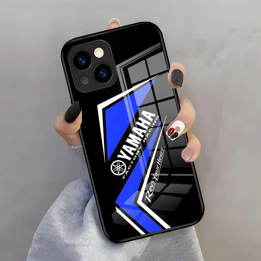 Motorrad Y-YamAhaS Handyhülle für iPhone 17 Pro Max 15 Pro 16 14 Plus 12 13 Mini 11 Pro stoßfeste Glasabdeckung
