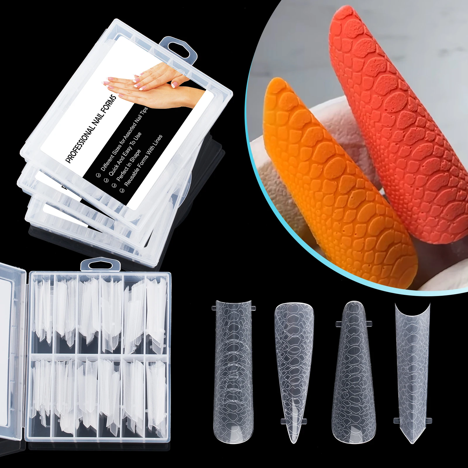 

3D Matte Nail Dual Forms 120pcs Nail False Tips Mould Quick Building Mold Tips Finger Extension Nail Art UV Building UV Gel Tool