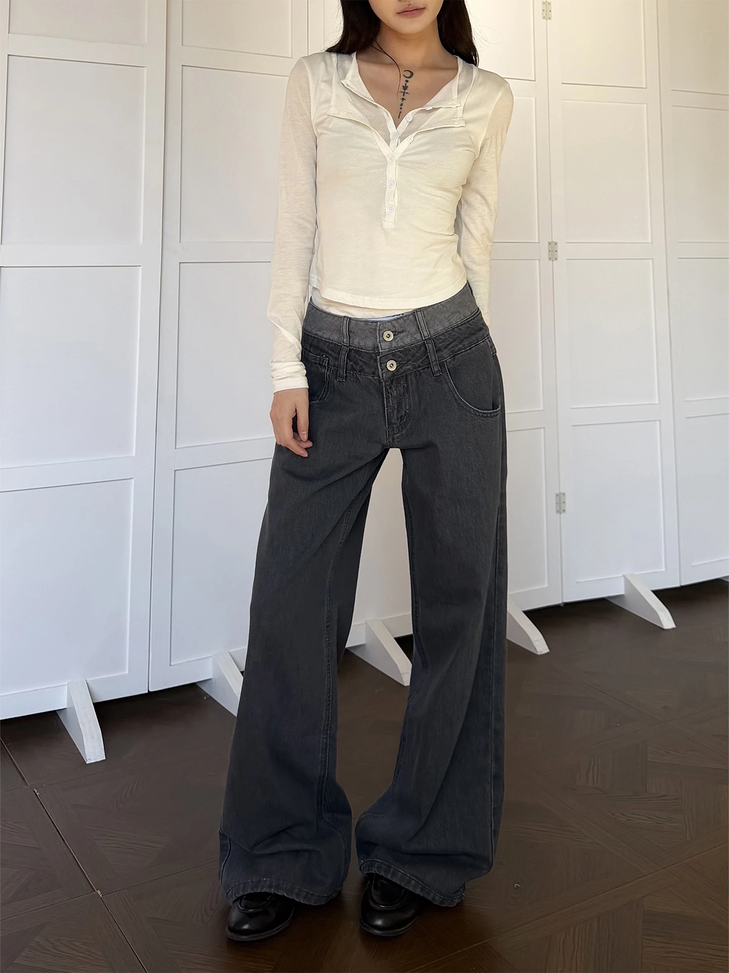 

Don Cry Color Blo Straight Leg Jeans Men Women Loose Wide Leg Jeans Retro Wa Casual Comfortable mid Rise l Waist