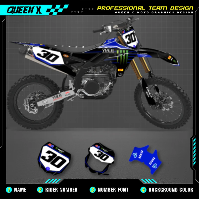 

QUEEN X MOTO Custom Team Motorcycle Graphics Decal Stickers Kit For YAMAHA YZF250 19-23 YZF450 18-22 WRF450 19-22 WRF250 20-23