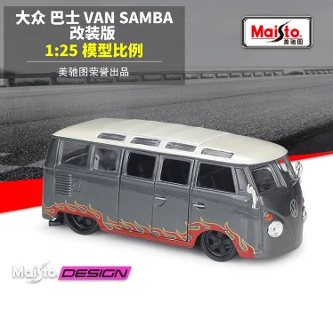 Maisto 1:24 Volkswagen VAN SAMBA Diecast VW Alloy Metal Model Car Bus High Static Simulator Adult Collection Christmas Gift B400