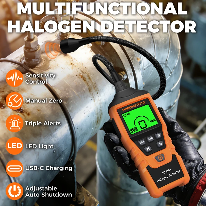 

HLD01 High Sensitivity Freon Leak Detector Halogen Leak Detector R22 R410A R134A R1234YF Air Conditioning Leak Detection Tool