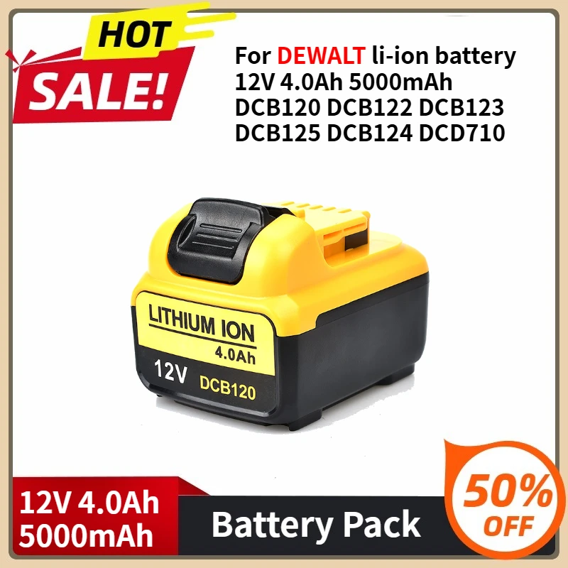 

Power Tool Battery for DEWALT Li-ion Battery 12V 4.0Ah 5000mAh DCB120 DCB122 DCB123 DCB125 DCB124 DCD710