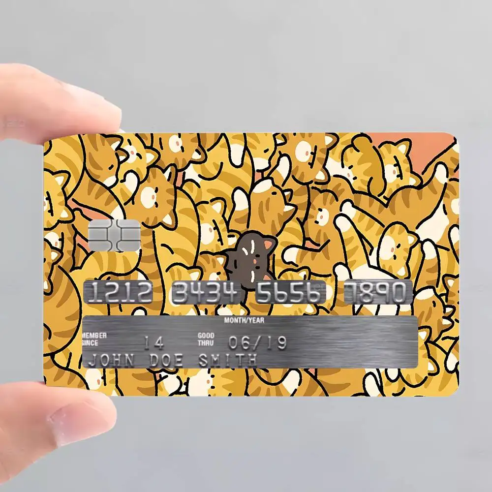 Color Abstract Cat Card Stickers Sticker Skin Film Cover For Small Chip Credit Debit Card Bus Card HT12