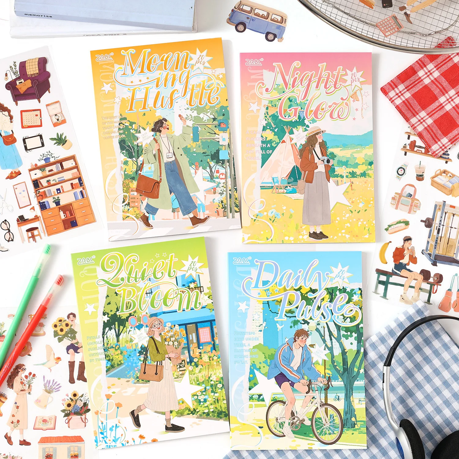 

Day and Night Cycle Series Vintage Plant Character Landscape PET Sticker Book Creative DIY Journal Material Collage Stationery