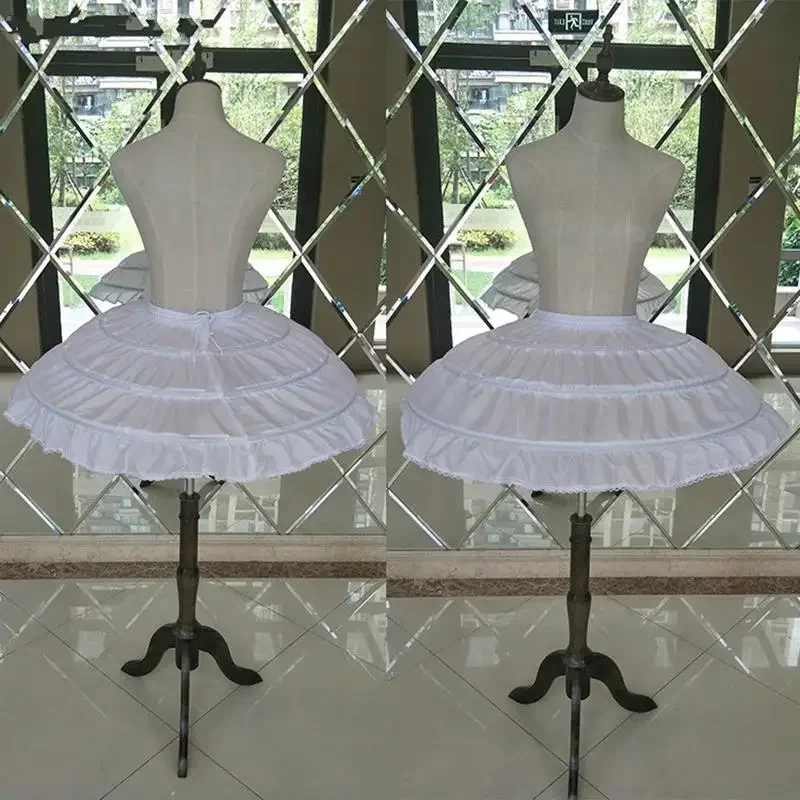 

White 3 Hoops Wedding Petticoats for Short Dress Ballet Skirt Girls Crinoline Elastic Waist Underskirt Jupon