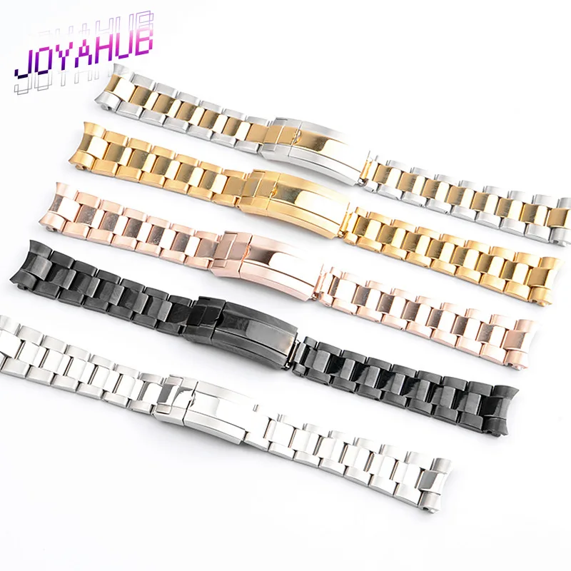 Custom Logo for Submariner Special Stainless Steel Strap Three Bead Diving RLX Combination Safe Buckle Solid Watch Strap 20 21m