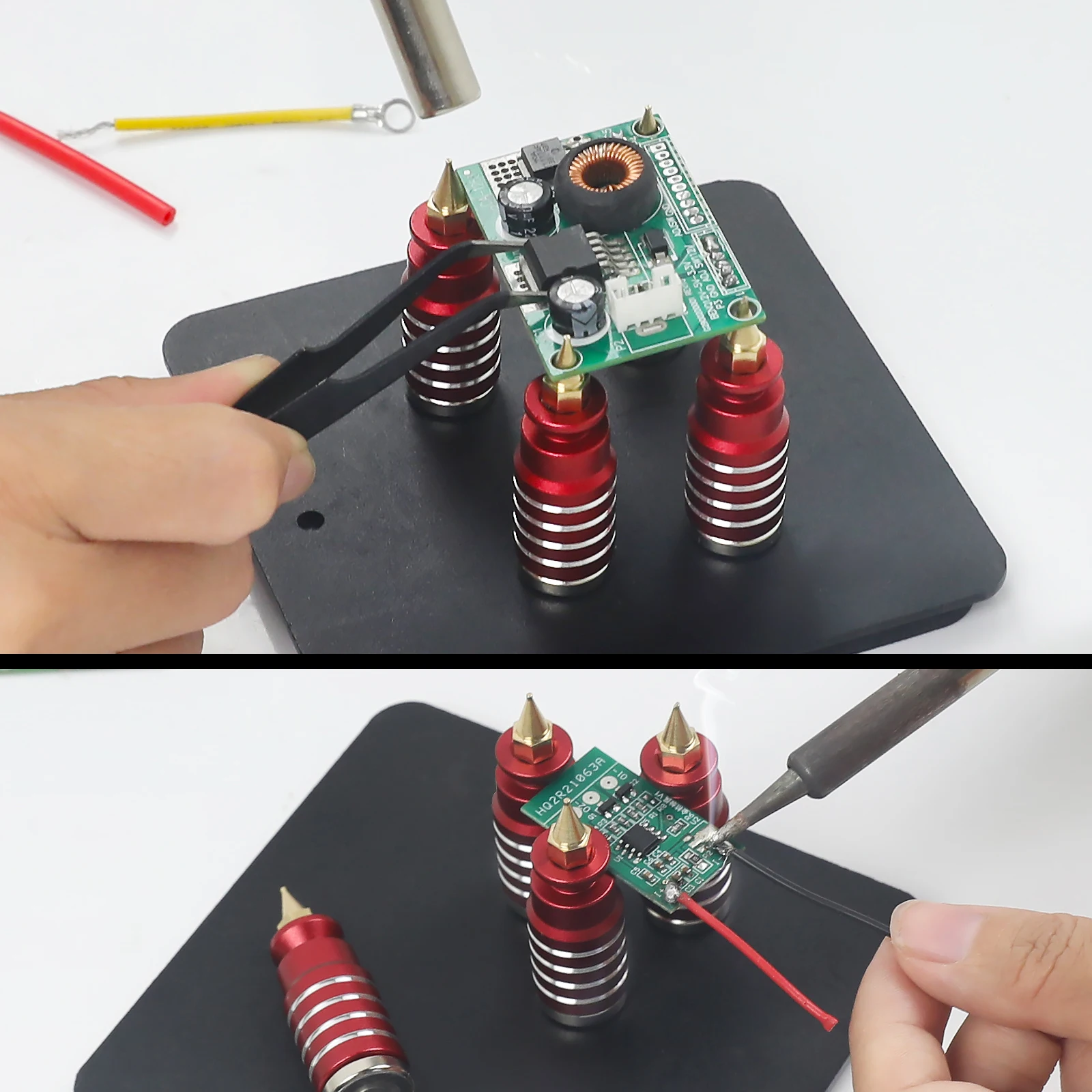 أداة لحام مساعدة الأيدي 4 قطعة PCB لوحة دوائر كهربائية حامل تركيبات مغناطيسية معدنية مع لوحة حديد لحام/ديسولديرينغ #6