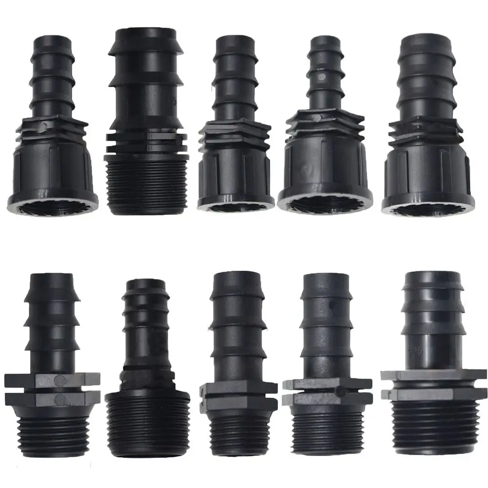Practical Female Male Thread Garden Hose Barb Connector 16mm 20mm 25mm PE Screw Joint 1/2 3/4 To 1/2 3/4 1 Inch