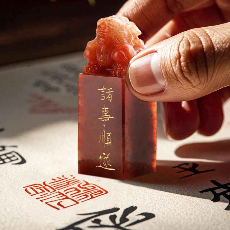 

Hand Carved Shoushan Qingtian Stone Name Seal Stamp for Calligraphy Painting Collection Book Calligraphy Exam Personalised Gift