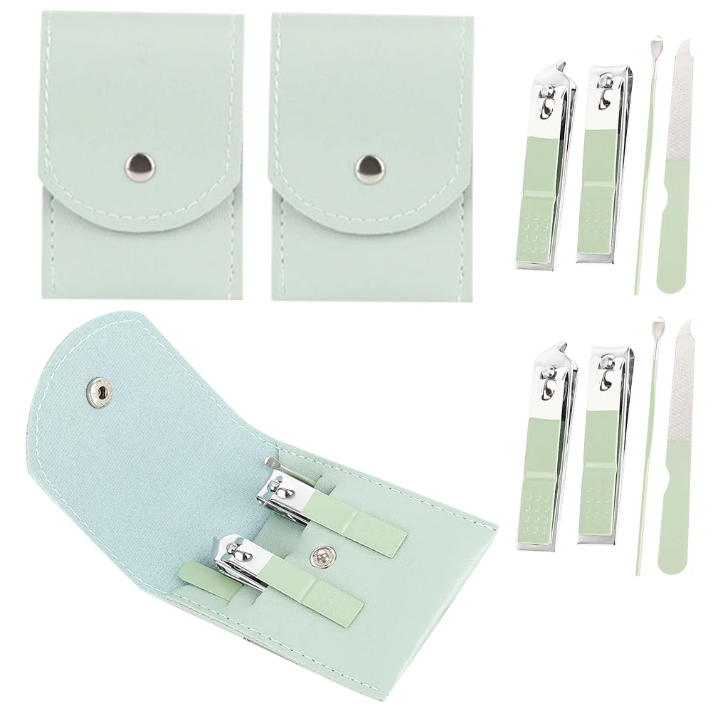 

3 set Carbon Steel Manicure Set Clippers Nail File Nail Tools For Women Pedicure Home Travel Portable Storage Case Sharp Thick