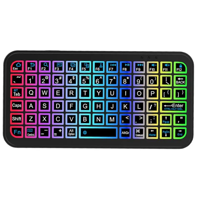 Small Wireless Keyboard Portable BT Keyboard Colorful Backlight Quiet Rechargeable Travel Keyboard For Laptops Tablets