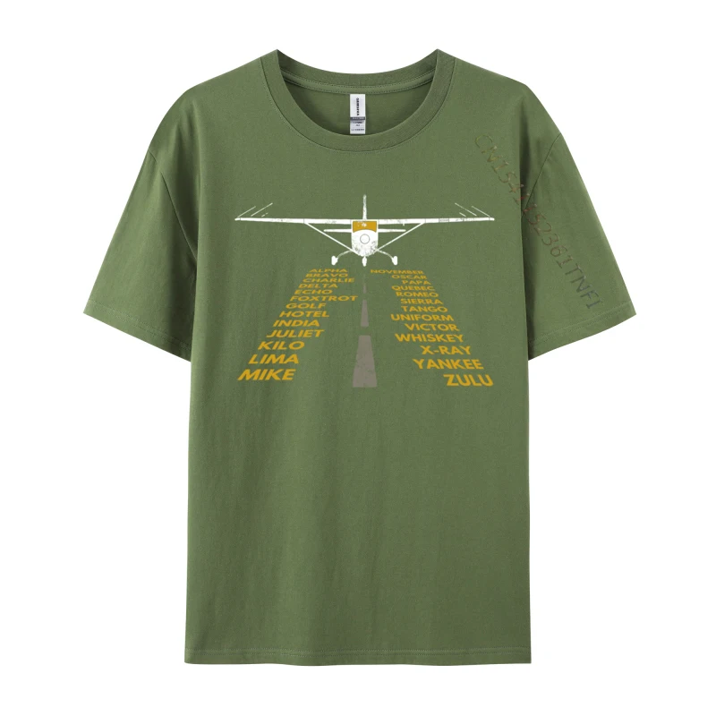 Pilot C172 Flying Runway Tshirts Street Prevailing All Cotton Tops Shirts Normal T Shirt For Men Alphabet T-Shirt