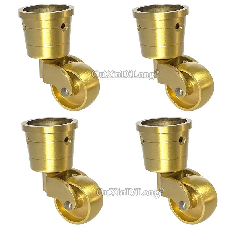 

NEW 4PCS 1.25'' Solid Brass Wheels Casters Table Chair Sofa Couch Bar Piano Universal Furniture Castors 360° Swivel Rollers