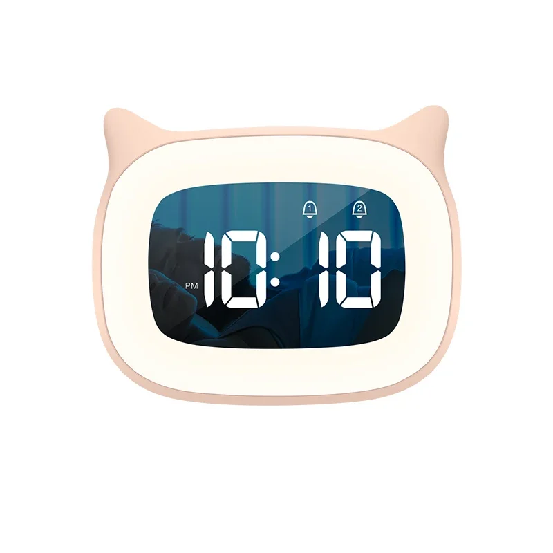 Music  Digital Alarm Clock Voice Control Night Light Design Desktop HomeTable Decoration Built-in 1200mAh Battery