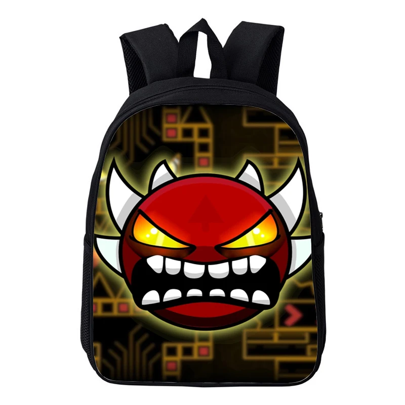 Mochila impermeável para crianças, Angry Geometry Dash Print, Mochilas escolares leves para meninos e meninas, Saco de jardim de infância