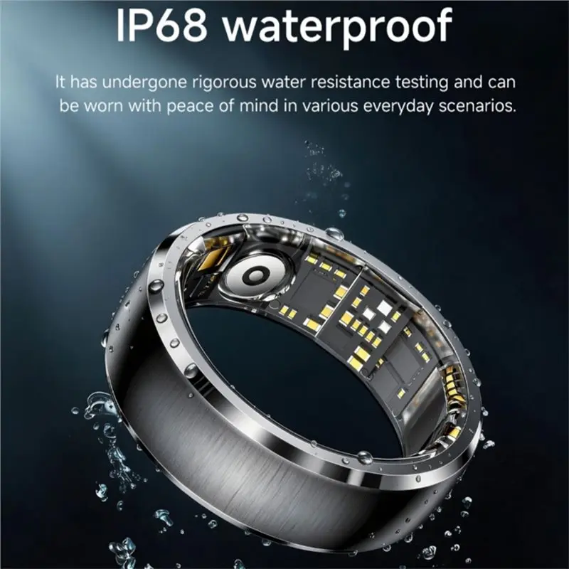 AS95-SY15 Smart Ring With Heart Rate,Blood Oxygen,Sleep Monitoring Waterproof For Android & IOS Black Size 13