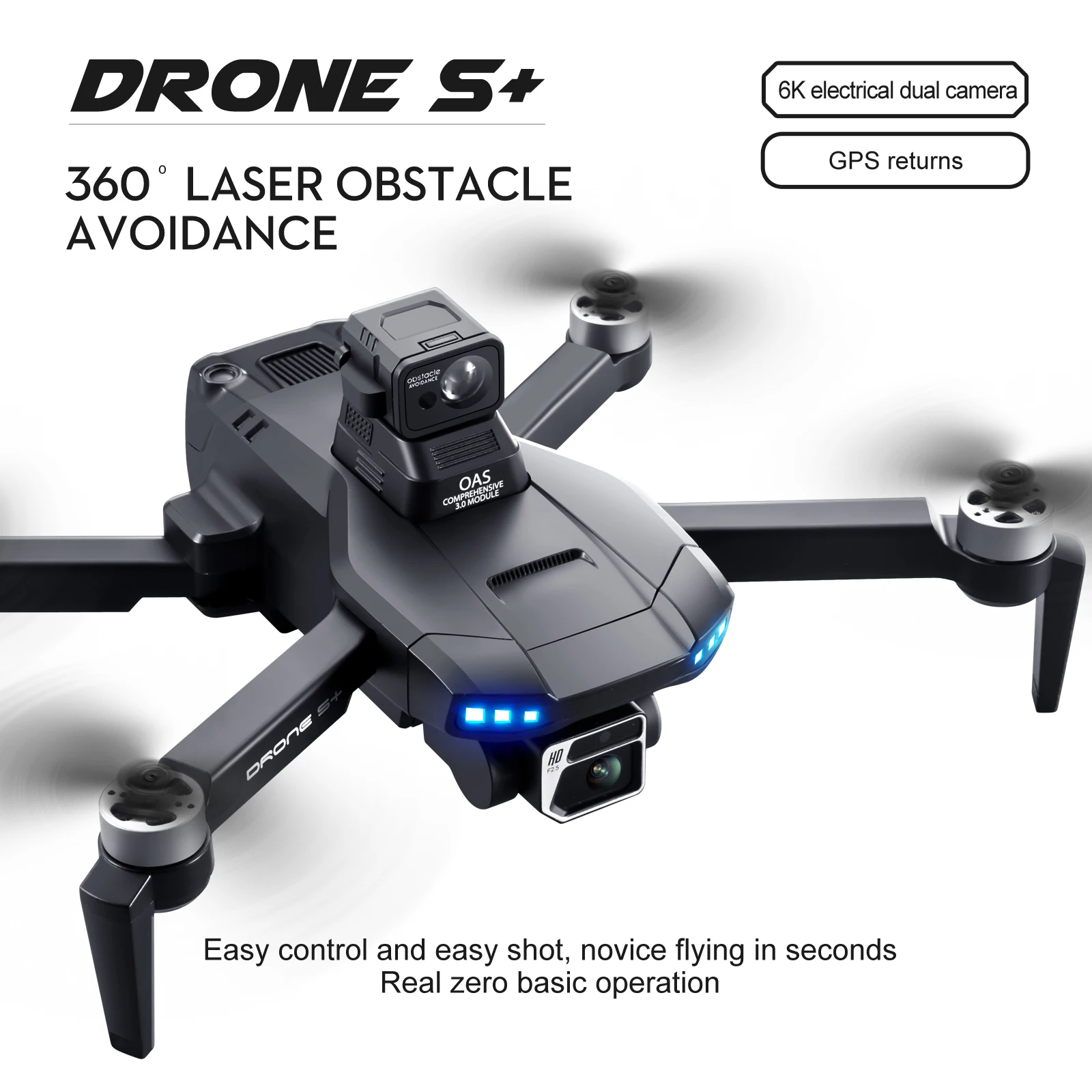 GPS Drone 4K HD Dual Camera 5G Wifi Quadcopter Automatic Obstacle Avoidance Brushless Foldable Mini Plane Adults Boys Toys