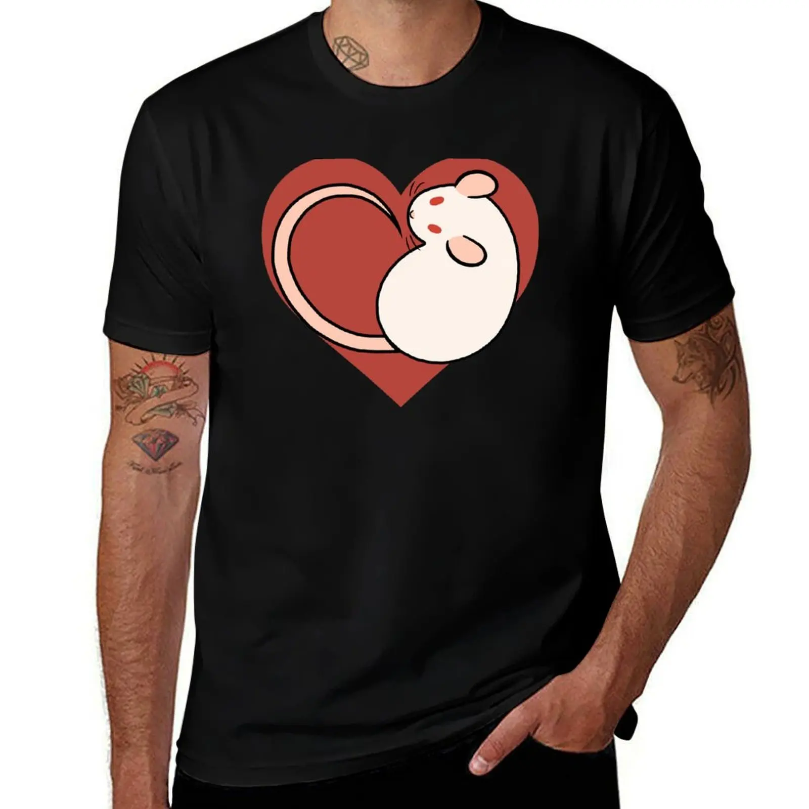 

White Heart Rat - Pink Eyed T-Shirt Mechanic Work Tee Shirt