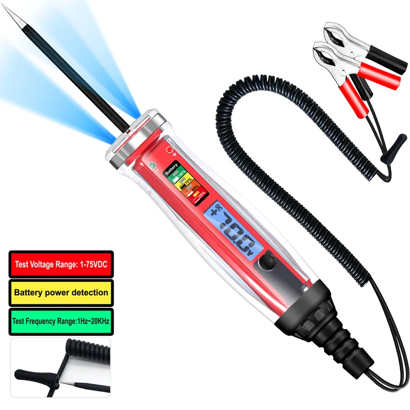 

1-75V LED Digital Display Bidirectional Voltage Testing Portable Car Circuit Tester Automotive Maintenance Testing Tool