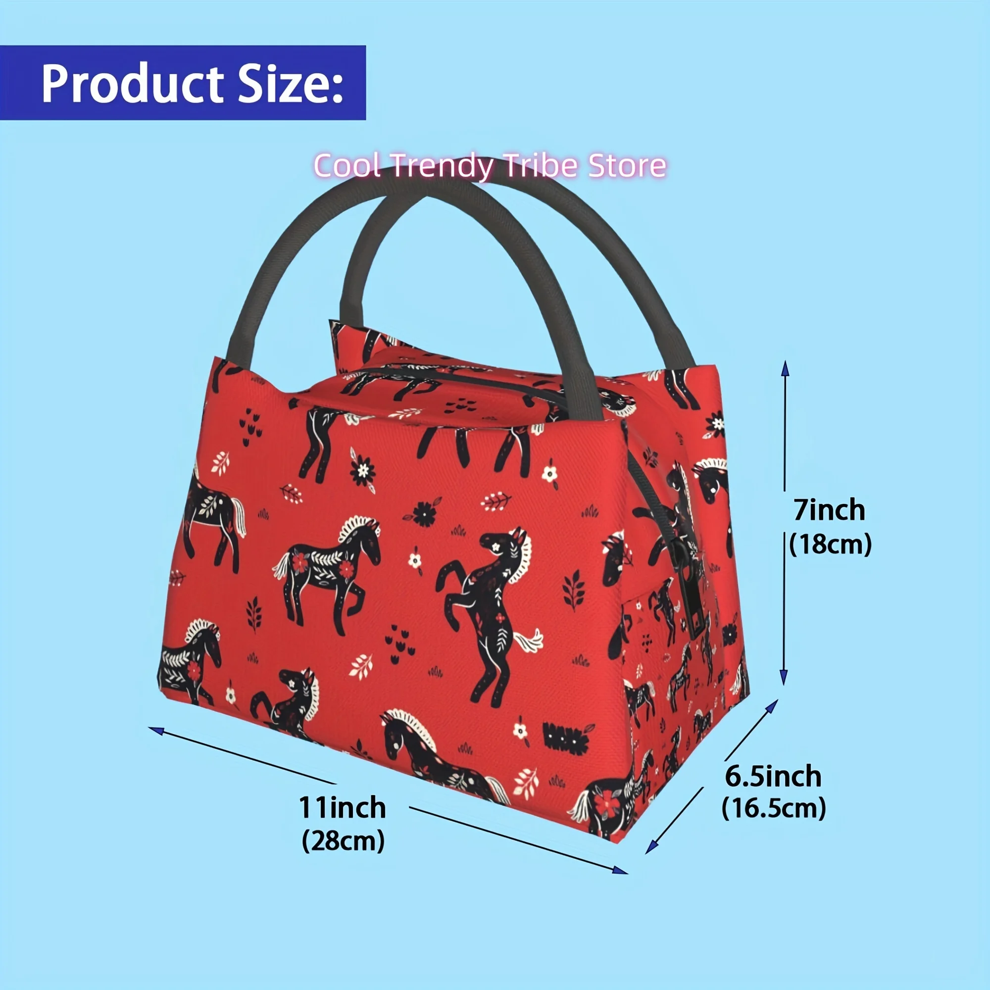 1pc Horse, Portable Reusable Cooler Bag, Insulation Bag, Insulated Lunch Bag,   for Camping, Picnic, Beach, Suitable for