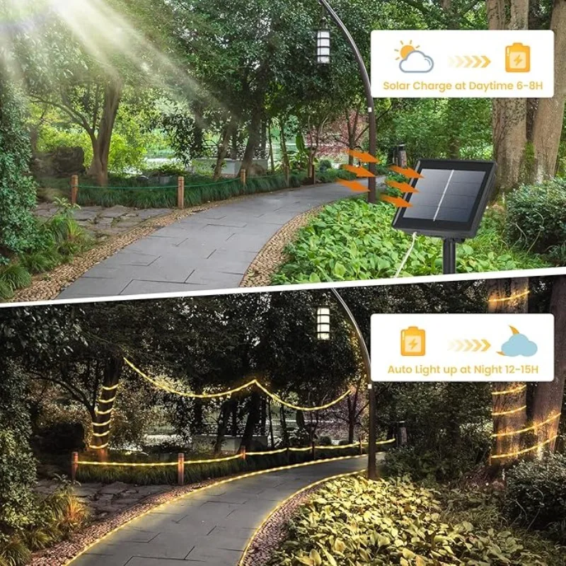 50/100/200 LED Solar Rope Light Outdoor Solar String Light Waterproof Camping Fence Courtyard Garden External Decoration