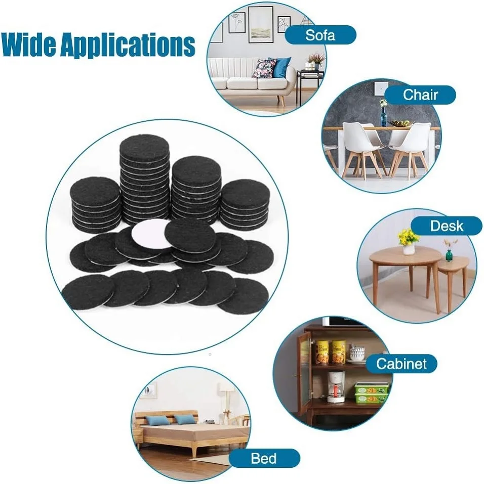 Felt Pads,48 Pieces Furniture Pads Self Adhesive Round Furniture Feet Protectors for Hardwood & Laminate Flooring
