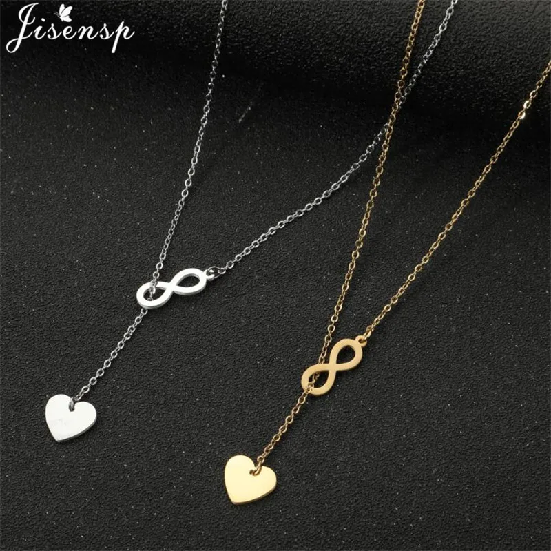 

316L Stainless Steel Chain Necklace Letter 8 and Heart Shape Pendant Layered Style Necklaces for Women Party Jewelry 2025 New