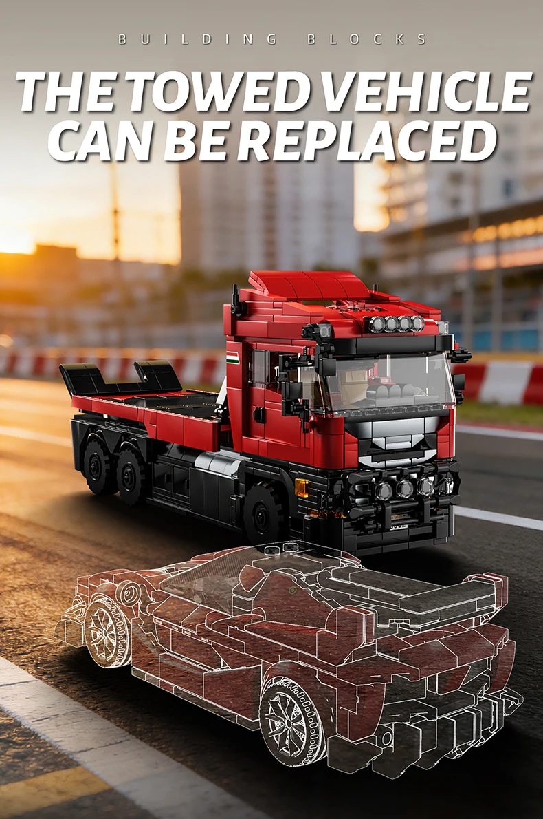 Technische Bausteine LKW-Sets Anhänger Autos Transportfahrzeug Kreative MOC Bauspielzeuge Geburtstagsgeschenke für Erwachsene 1728 Teile Modell – Detail 6