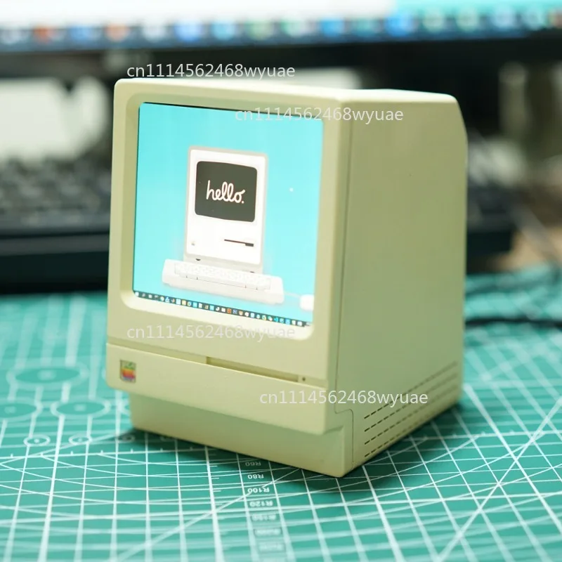 Vintage  Replica Case with 7-inch Secondary Screen, USB-C Mini Display for Desktop Decor, System Monitor & Photo Frame