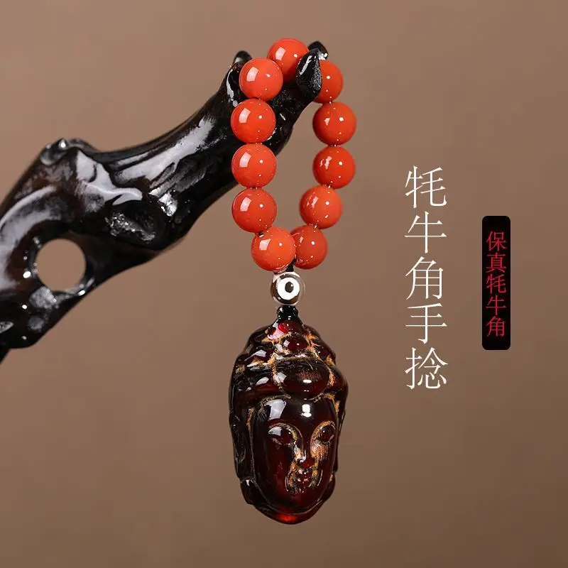 -style natural authentic Tibetan yak horn hand-held round beads 20mm
