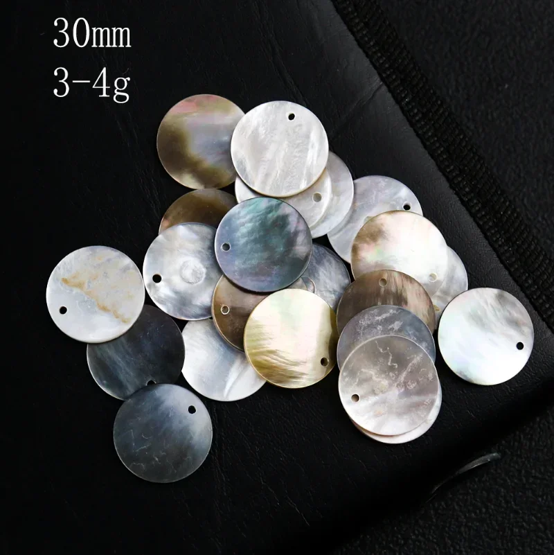 2PC 10--60mm Natural Polishing Black Mother of Pearl Seashell Round shell Piece DIY Necklace Pendant Earring Jewelry Making view 6