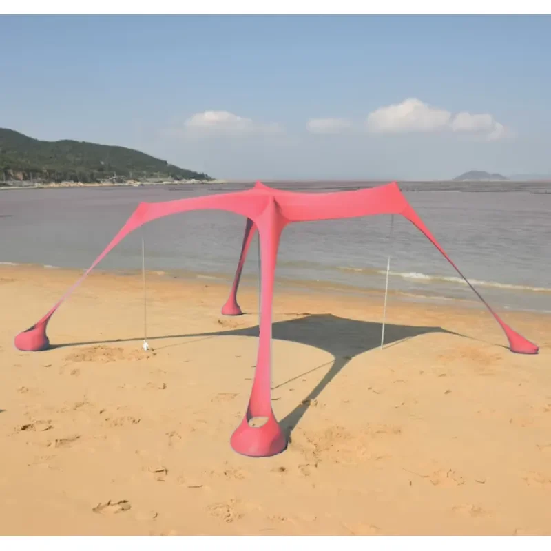 Towind Outdoor UV50 + Sunscreen Beach Tent Portable Windproof Camping Sandbag with Four Aluminum Rod Waterproof Summer