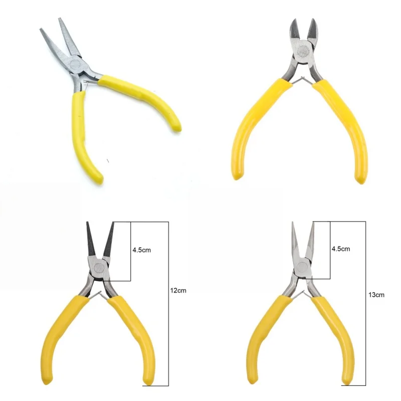 1/4pcs Yellow handmade DIY tool pliers, toothless pointed nose pliers, diagonal cutting pliers, hardware tools