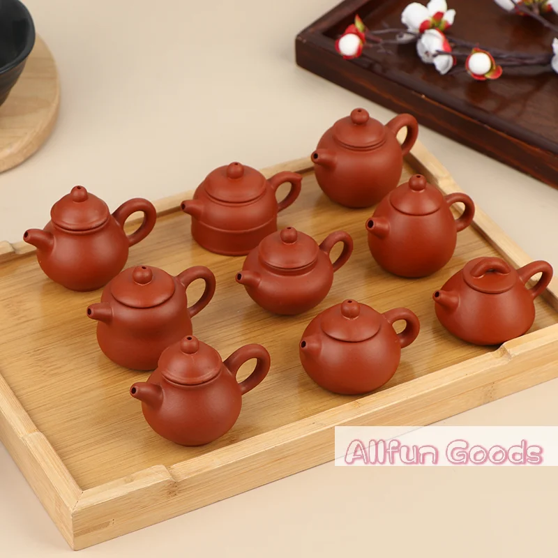 25ML Enameled Pottery Teapot Pocket Hand Teapot Handstand Fingertip Kettle Tea Pet Dark-red Enameled Pottery Teaset Accessories