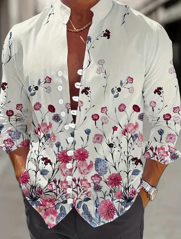 قميص رجالي كتان بأكمام طويلة قميص يومي كاجوال للرجال للتسوق في الهواء الطلق فضفاض كبير الحجم قماش مريح #4