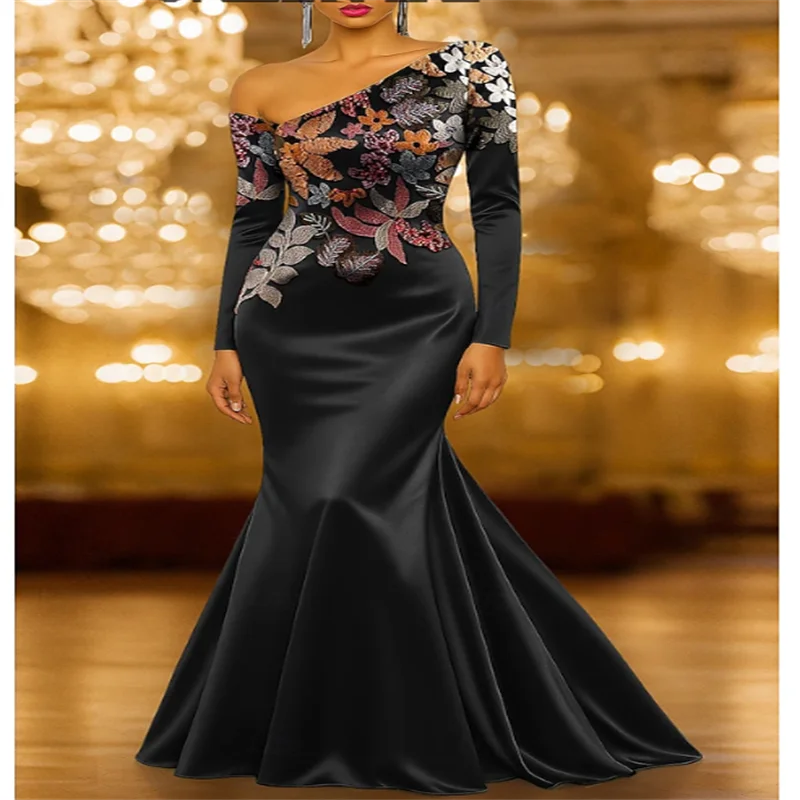 Abiti da ballo lunghi fino al pavimento a sirena/tromba Abito da sera Abito da ballo Abito formale Elegante manica lunga scintillante vintage Personalizza