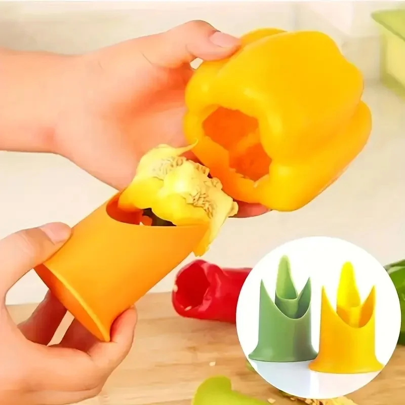Pepper Core Remover, Bell Pepper & Tomato Corer, Kitchen Fruit Vegetable Seed Remover view 2