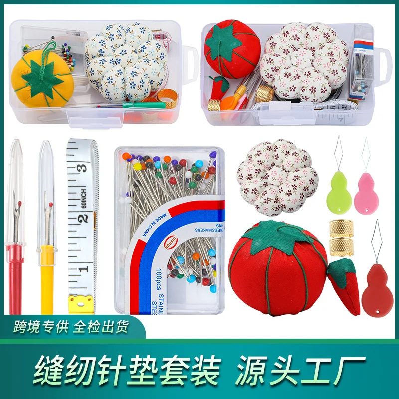 

Handicraft DIY Set Pearl Needle Pin Hand Sewing Pumpkin Pincushion Combination Sewing Tool Travel Lady Scissors Thread G22