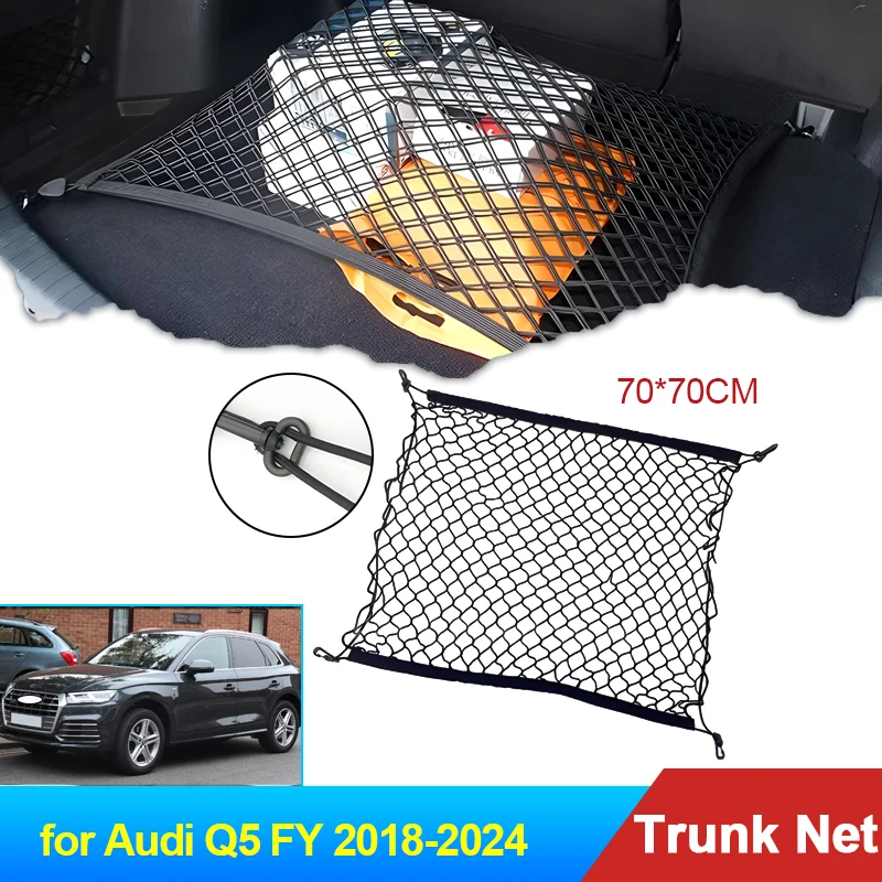 70x70 Auto for Audi Q5 FY 2018 2019 2020 2021 2022 2023 2024 Accessories Car Boot Trunk Cargo Net Elastic Storage Organizer Part