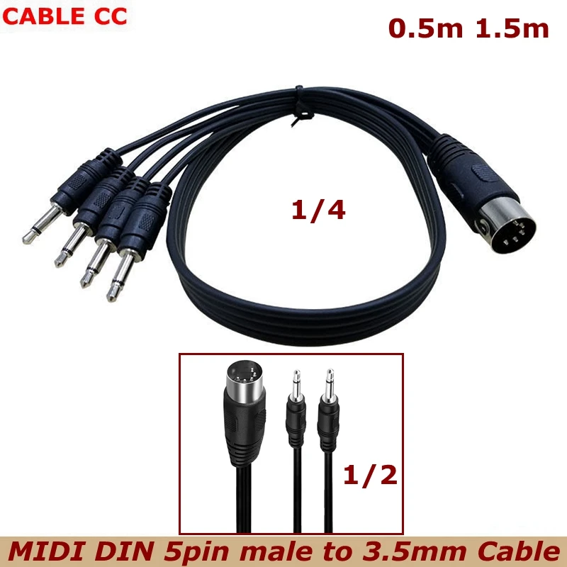 

DIN to 2 x 3.5mm Cable DIN 5 Pin Plug Male to 4 X 3.5MM male SmartPhone AUX Headphone MONO Jack Adapter Input Cable 0.5m/50CM