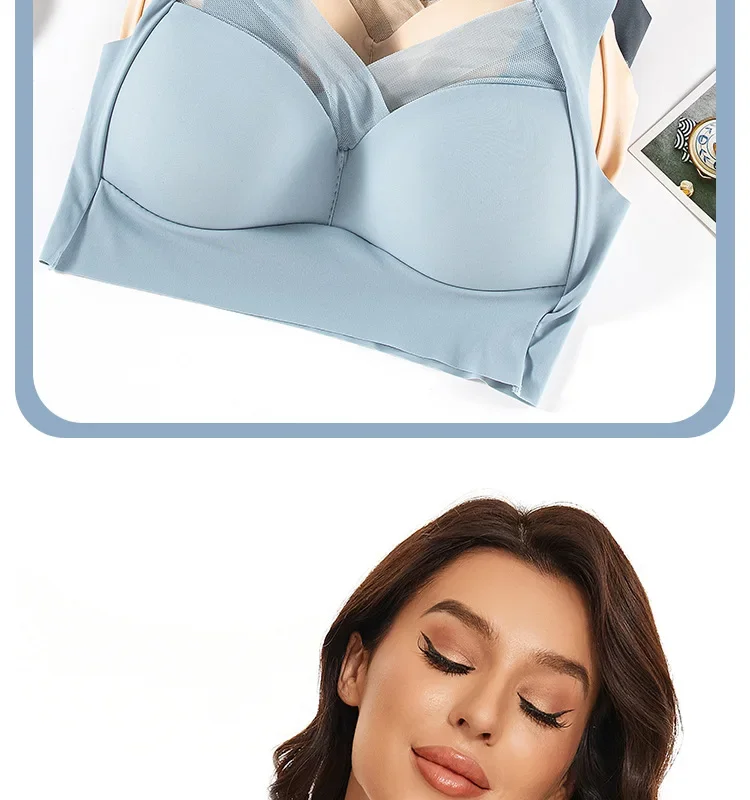 Damen Spitzen-Sport-BHs Übergröße Nahtloser BH Bralette Rückenfreier Damen-BH Weste Stoßfester Drahtloser Top-BH L-3XL – Detail 9