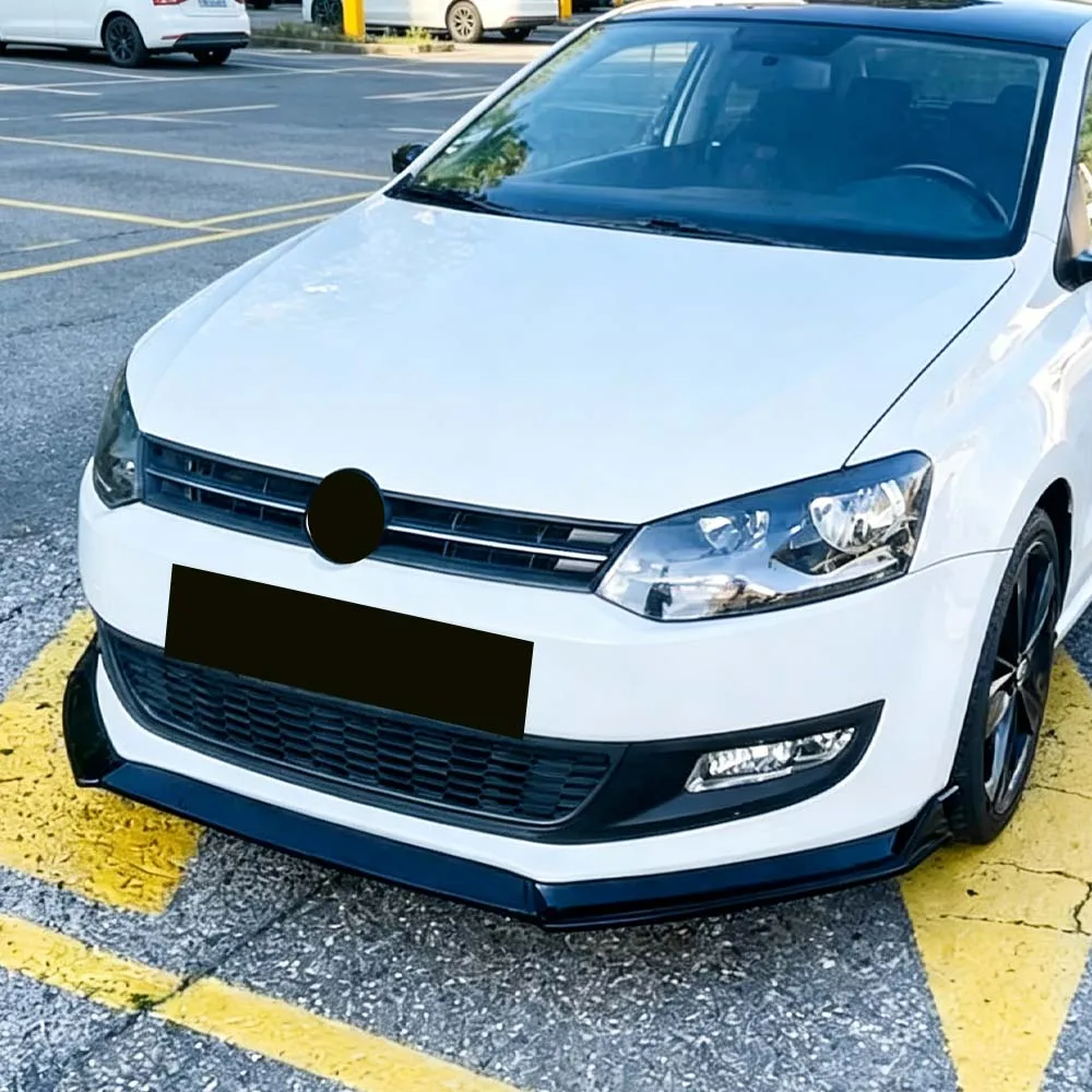 

3Pcs Car Front Bumper Splitter Lip For VW Polo MK5 6R TSI TDI Standard Pre‑Facelift 2009-2014 Bodykit Tuning Gloss Black Spoiler