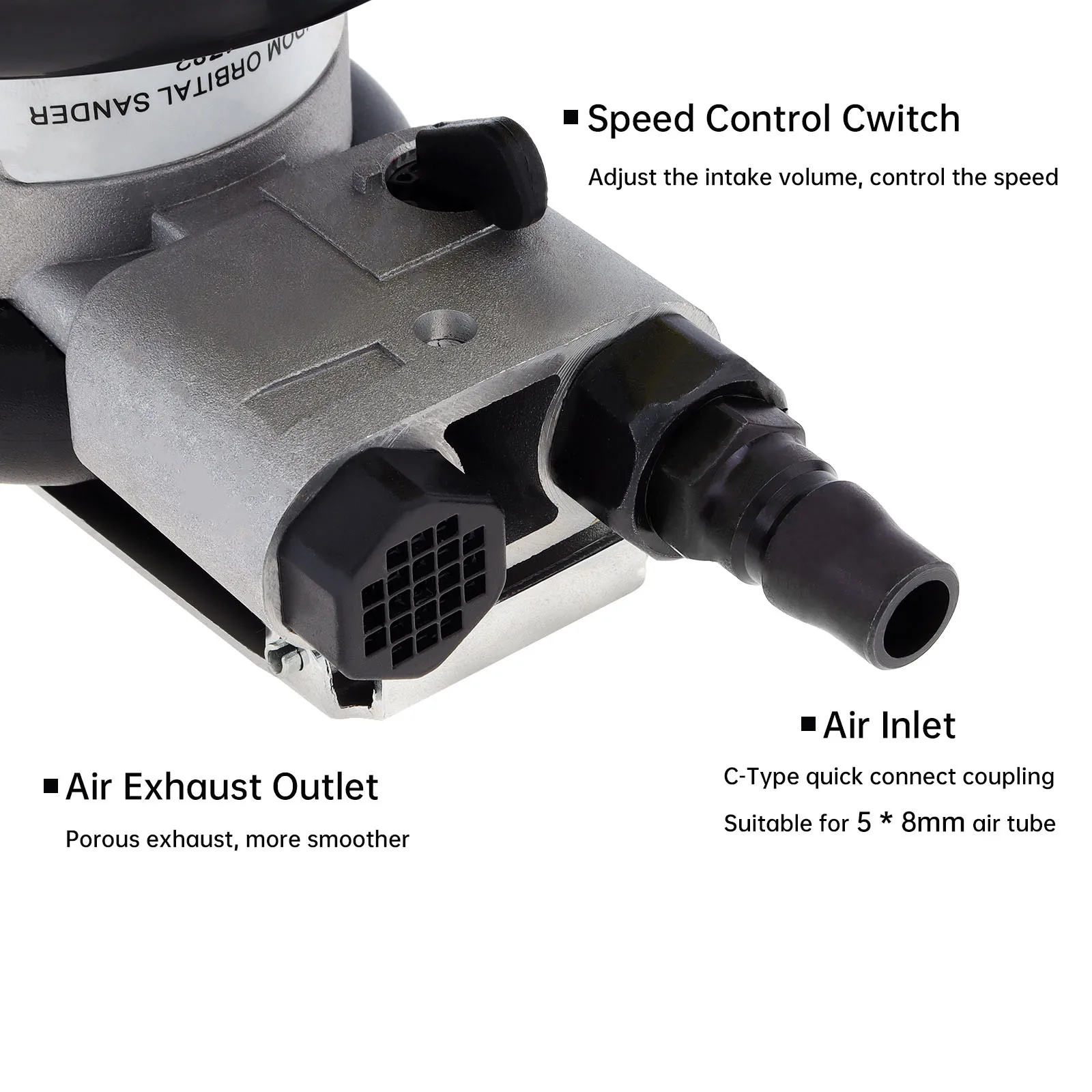 5 Inch Pneumatic Grinder Random Orbital Pneumatic Sander Circular Air Polished Grinder Vacuum Eccentric Polishing Machine Tools