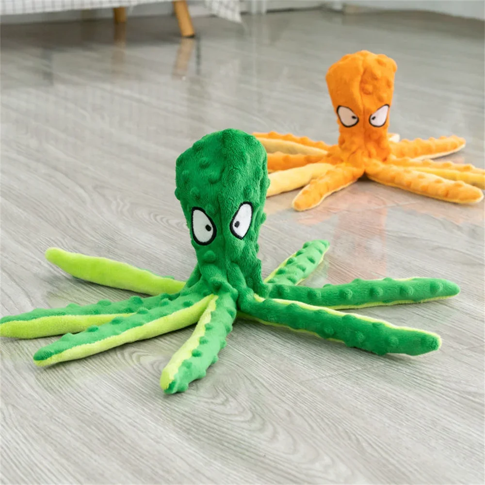 Octopus Shape Plush Puppy Dog Chew Toy No Stuffed Ring Paper Pet Squeaky Toys for Small Medium Dogs Play Games mascotas Products